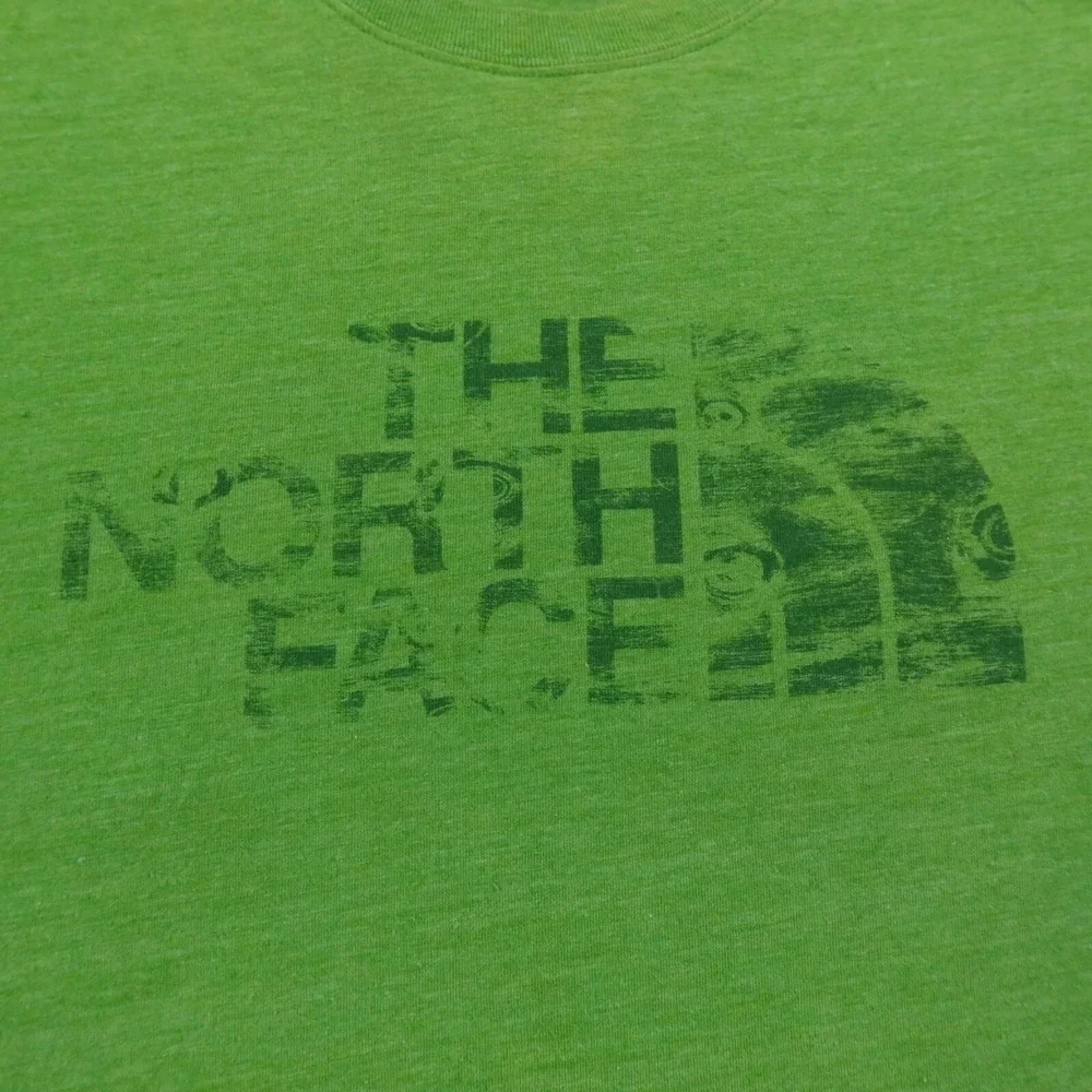 North Face Shirt Mens M Green Spellout Logo Short Sleeve‎ Outdoor Casual Hiking